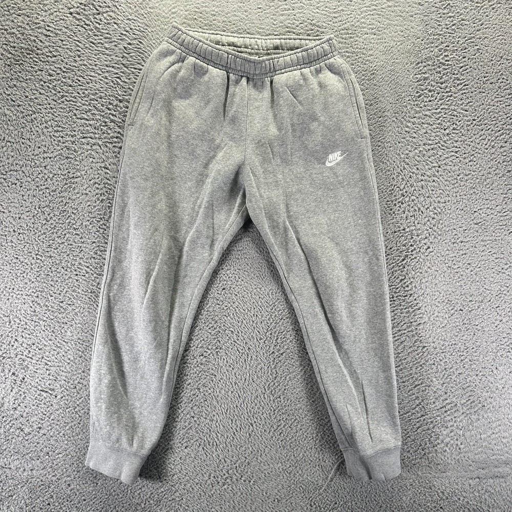 Nike Club Sweatpants Mens M Gray Cotton Jogger Tapered Fleece Lined Gym Jogging
